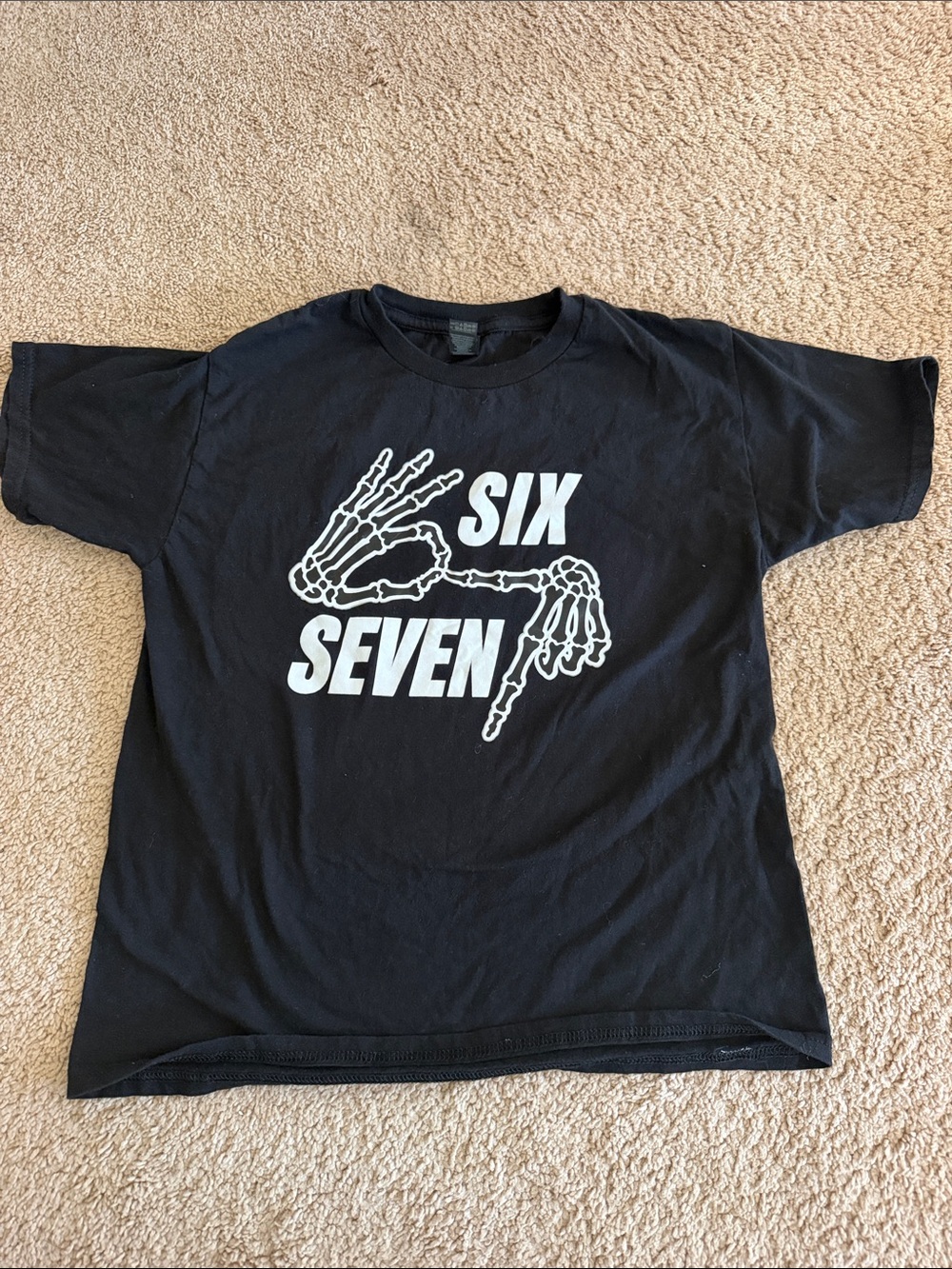 Gildan Black Short-Sleeve Tee with White Skeleton Graphic